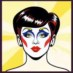 a pop art painting of a woman