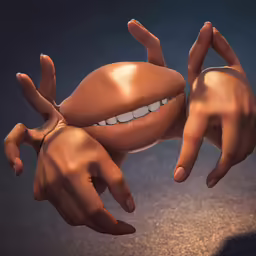 a cartoon character in the shape of an arm is swinging his hands