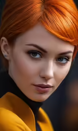 a close up shot of a very bright red haired girl
