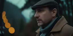 a man in a trenchcoat looking off to the side