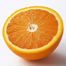 a large orange cut into two halves