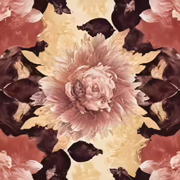 a pink flower with black petals and a yellow center