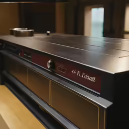 a closeup of a black and red amplifier