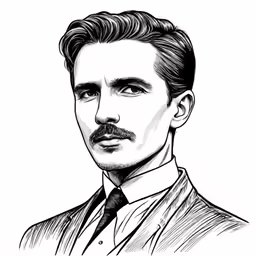 a sketch of a man in a suit and tie