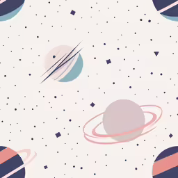 an art print with planets and stars in pink