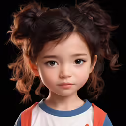 a small kid with a bun on her head