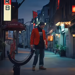 a person walking with a giant tire
