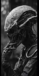 an alien man in a suit and with a gun