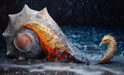 two seahorses stand in the water and look like they are playing in the rain