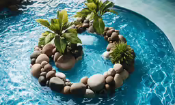 there is a ring made of stones and trees in the water