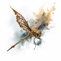 a bug flies through the air while splashing
