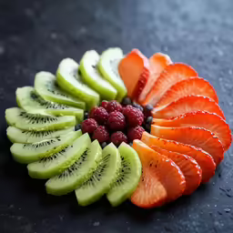 some fruit slices are arranged in a spiral