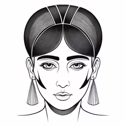 an old illustration of a woman with a headscarf and earrings