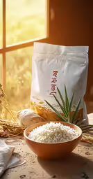 a table with rice and flour sitting on it