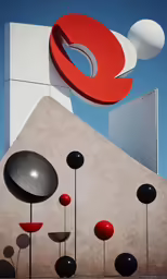 there is a sculpture in front of a building