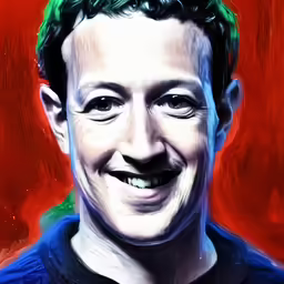 a drawing of an older person smiling with green hair