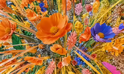 the colorful bunch of flowers are very colorful