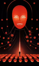 a person standing in front of a red object