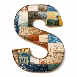 the letters are painted with colorful images