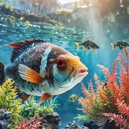 a fish that is swimming in some water