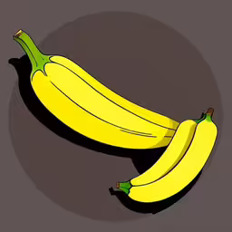 two large ripe bananas sit on a dark grey surface