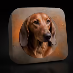 the dog is made out of a large stone