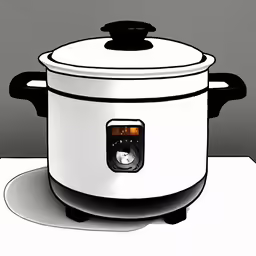 a white and black photo of an electric crockpot