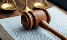 an legal book with wooden gavens on it