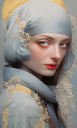 a close up of a statue with many things in it