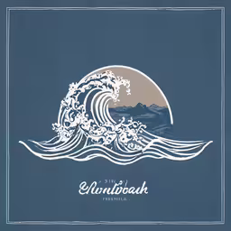 an old blue album cover with the words, ocean,a blue background with the word, ocean and an image of a wave in a circle