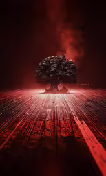 an abstract photograph of a large tree on a platform