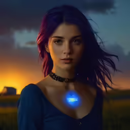 a young woman is holding the key to a glowing light ball