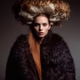 a girl with long hair and her hair styled in an afro
