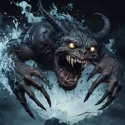 a close up of a monster with a large tooth