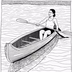 a woman in a row boat drawing