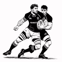 two men running with a rugby ball in their hands