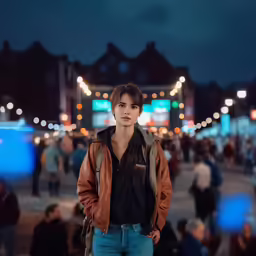 young boy with a leather jacket posing for a photograph