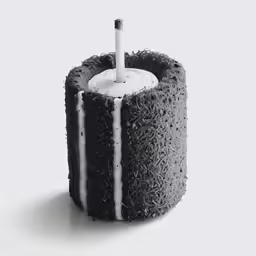 the candle is made from black cake with frosting