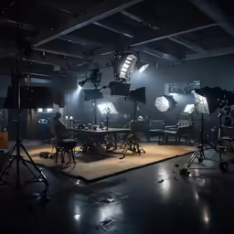 multiple light flashes are spread around the room