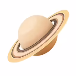 saturn with a brown top and the planet in the middle