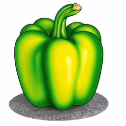 a cartoon yellow bell pepper with one end twisted up