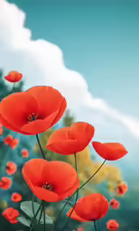 a red flower on the top of a stem