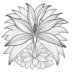 a flower in an ornamental style is outlined on a white background,a drawing of a flower with leaves and petals