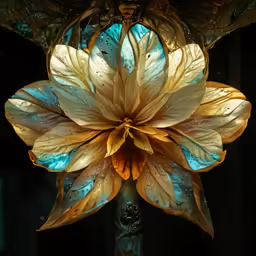 a flower that is sitting on a stand