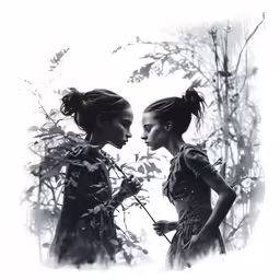 two young girls standing next to each other