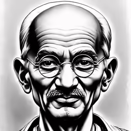 a black and white image of gandhin