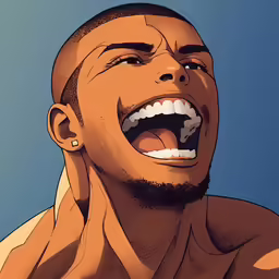 a drawing of a man with his shirt off