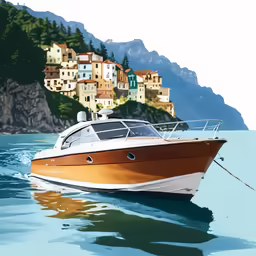there is a boat in the water near the shore