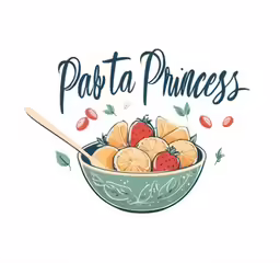 a bowl filled with fruits that read paps ta princess