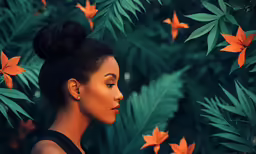 an image of a woman with buns and flowers